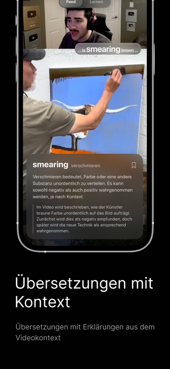 Übersetzungen mit Erklärungen aus dem Videokontext